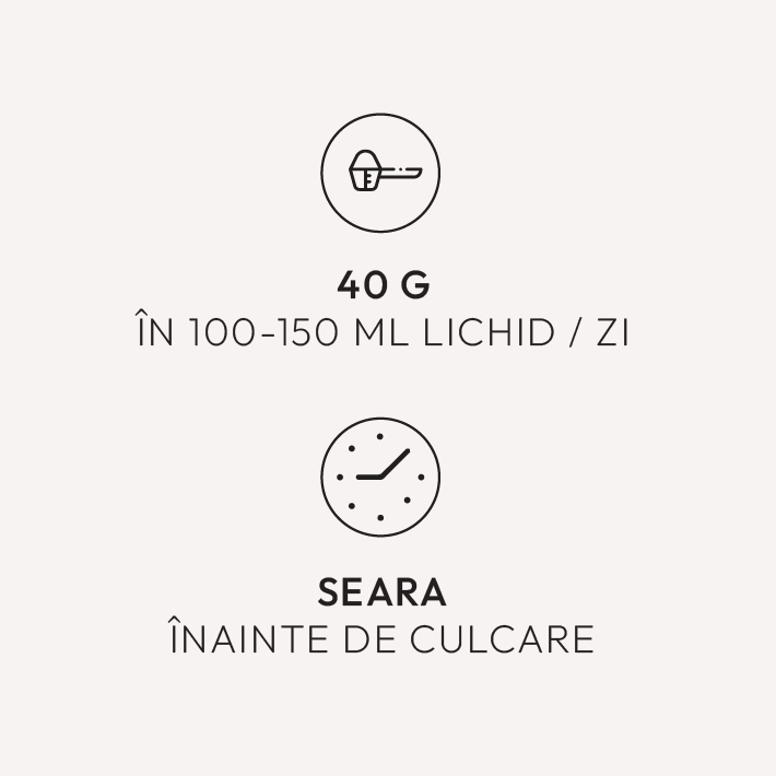 Silhouette Evening Restore - mod de consum: 40 g în 100-150 ml lichid/zi, seara, înainte de culcare